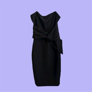 Clear/Invisible Strap Little Black Dress w/ Wrap Accent